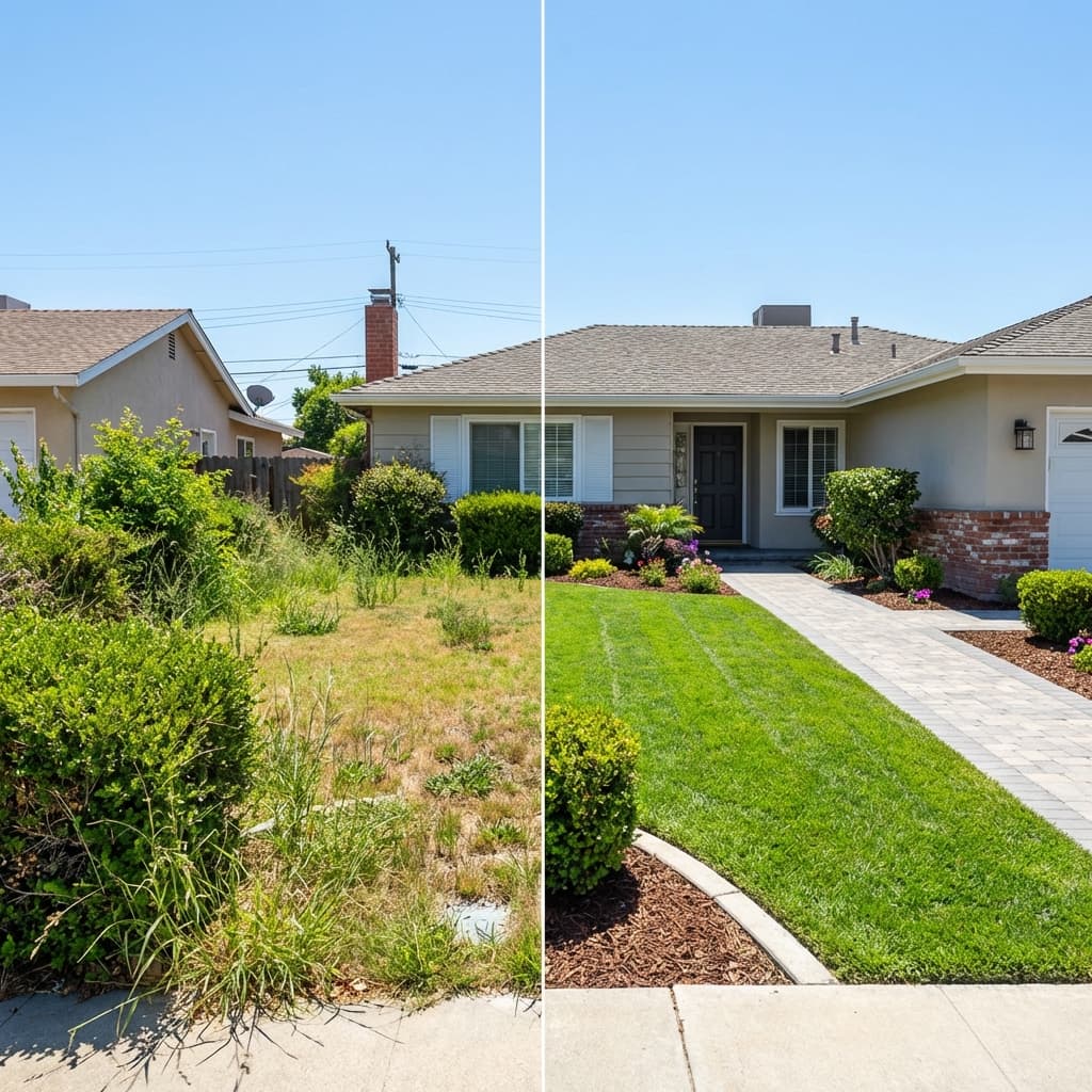 Before and after yard transformation