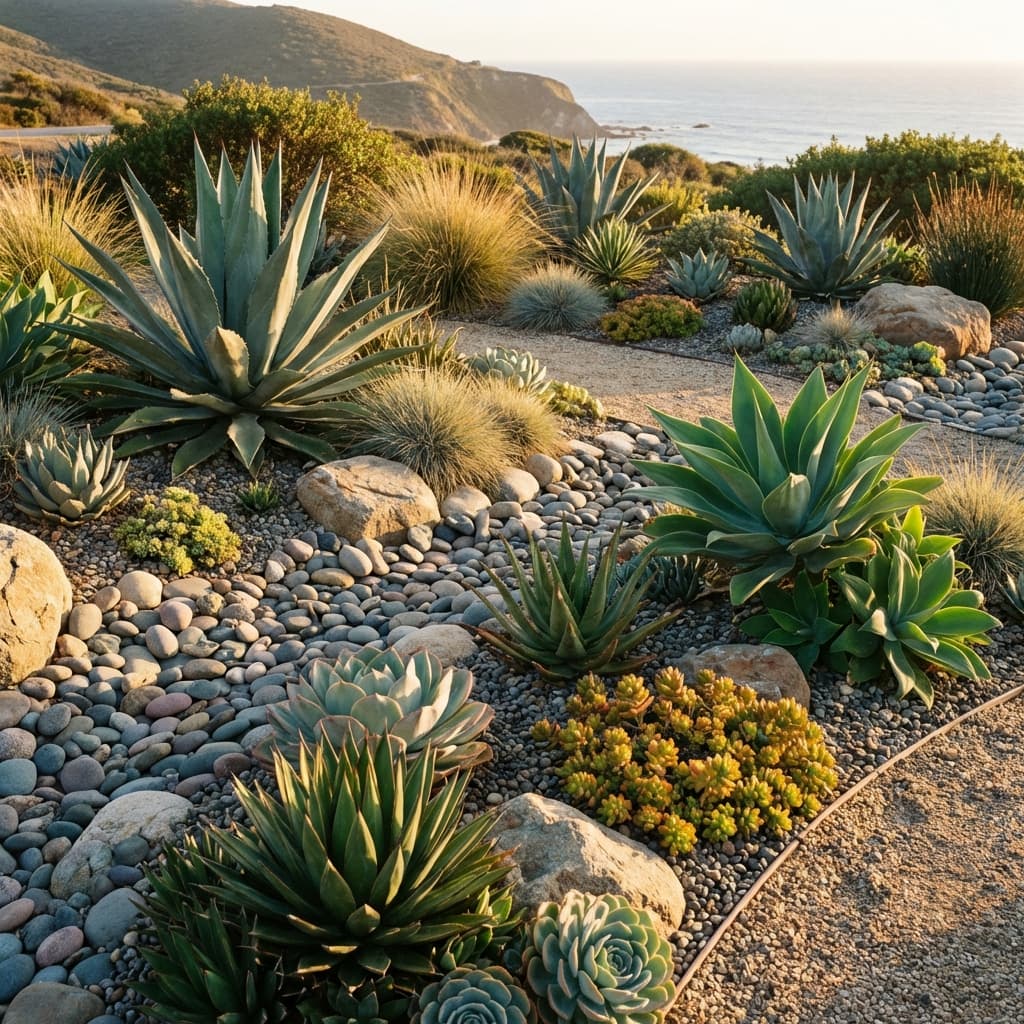 Drought-tolerant garden with succulents